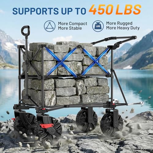 TIMBER RIDGE Push & Pull Double Decker Wagon, 400L Capacity & 450lb Load