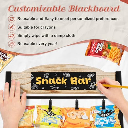 Pinzoveco Chip Rack Display Stand, 4 Tiers 20 Clips Snack Organizer, 4 Hanger Strips Hooks Snack Candy Countertop Organizer Snack Holder, Portable Retail Display Shelf for Store, Kitchen, Party