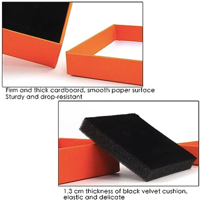 Coobbar Gift Box Necklace Earring Ring Box Gift Box,12 Pieces Square Cardboard Jewelry Gift Boxes,Cotton Filled Cardboard Paper Jewelry Box Gift Case (3.5x3.5x1.25 Inches) (Orange) - color: Orange
