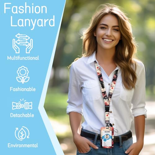 Piefly Lanyards for Id Badge, Teacher Card Holder Retractable Reel Red Moon - color: Red Moon