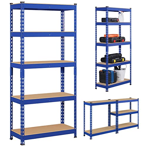 Topeakmart 5 Tier Metal Storage Shelving Unit, 27.5x12x60 Inch, Blue - color: Blue, size: 27.5 x 12 x 60 Inch