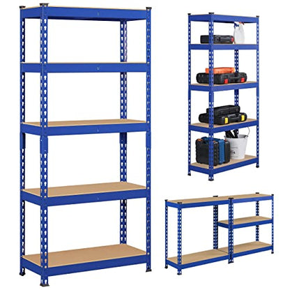 Topeakmart 5 Tier Metal Storage Shelving Unit, 27.5x12x60 Inch, Blue - color: Blue, size: 27.5 x 12 x 60 Inch