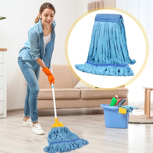 Lallisa 2 Pcs Commercial Mop Head Replacement 18 Oz Tube Microfiber Mop Heads for Floor Cleaning Industrial Mop Heads Blue Looped End Wet Mop Head Refill for Home Commercial Industrial Use - color: Blue