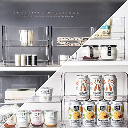 BINO | Stackable Plastic Storage Bins, Medium | THE MYRIAD COLLECTION | Multipurpose Bins | Pantry Organizers And Storage | Home Organization Containers | Clear Plastic Fridge Bin | Freezer Organizer