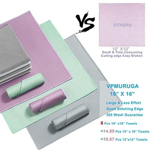 Streak Free Lint Free Microfiber Window Cleaning Cloth,Best Glass Car Shiny Wipes Mirror Shower Cleaning Cloth, Miracle Cloths for Glasses,Stainless Steel,Wine Glass Polishing Towels,Pack of 6,Grey - color: Gray 6p