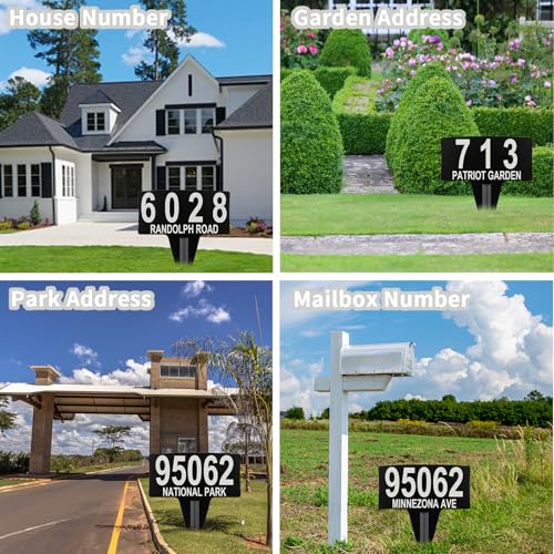 Metal House Address Yard Sign with Numbers and Letters for outside - color: Black(Square)