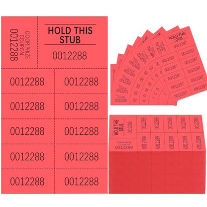 Kosiz 504 Pcs Raffle Tickets Basket Auction 10 Bid Numbers, Red - color: Red