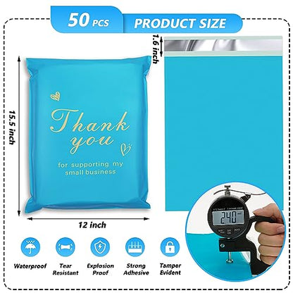 Thank You Poly Mailer 12x15.5 Inch 50 Pcs, Blue - color: Blue, size: 12x15.5 Inch 50 pcs