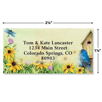 Sunflowers and Friends Personalized Foil Border Address Labels Set of 144, Self-Adhesive, Flat-Sheet Address Labels - color: Sunflowers and Friends