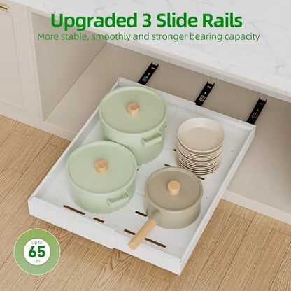 PAKETA 4 Pack Expandable Pull Out Cabinet Organizer,21" Deep - color: White, size: 21"D X 9-14"W (4 Pack)