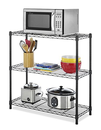 Whitmor 3 Tier Shelving Unit, Metal Shelving, Adjustable Wire Shelving - color: Black, size: 3-TIER,36"L x 14"W x 36"H