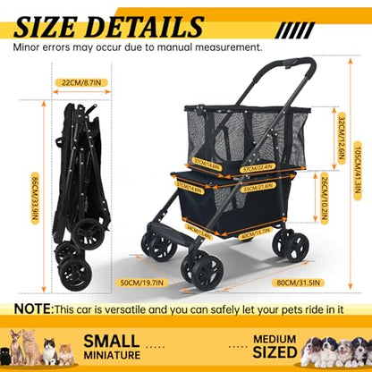 2-in-1 Folding Shopping Cart & Pet Stroller 110 LB Grocery Cart