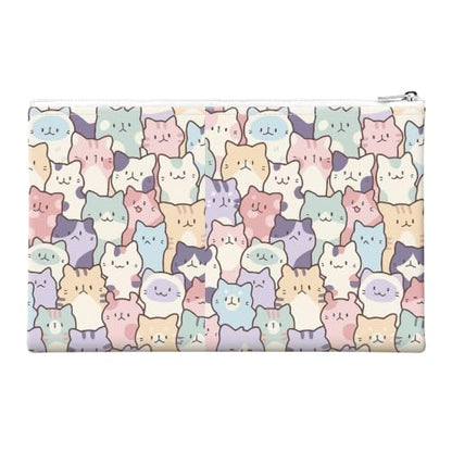 Money Bag with Zipper, Cute PU Leather Cash Bags, Portable Bank Bag Money Pouch for Cash, Coins, Checks, Receipts, Invoices Cosmetics Tools, Deposit Bag for Office Travel, Cute Cat - color: Cute Cat