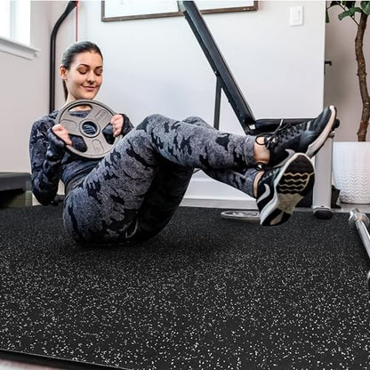 SUPERJARE 0.4'' Thick 48 Pcs 192 Sq Ft Rubber Top Exercise Equipment Mats - size: 48 Tiles (192 Sq Ft)