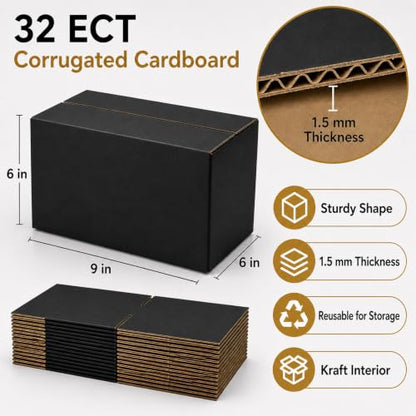 9x6x6 Black Shipping Boxes, Pack of 35 - size: 9"x6"x6"