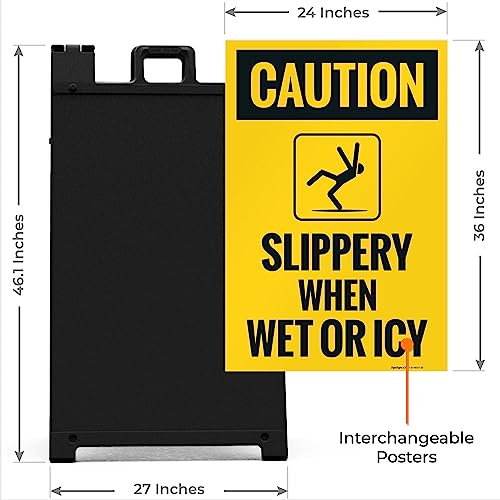 Caution Slippery When Wet Or ICY Sidewalk Sign Kit, (SI-76037) - size: 24x36 Inches, style: A-frame + 2 Panel Kit
