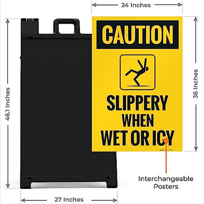 Caution Slippery When Wet Or ICY Sidewalk Sign Kit, (SI-76037) - size: 24x36 Inches, style: A-frame + 2 Panel Kit