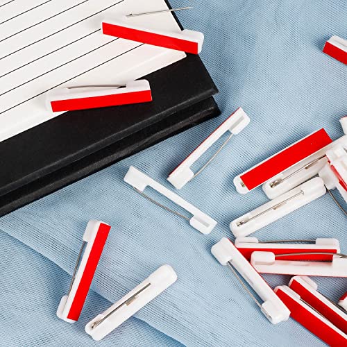 100 White Plastic Safety Bar Pins, Self-Adhesive, 1.46 Inch