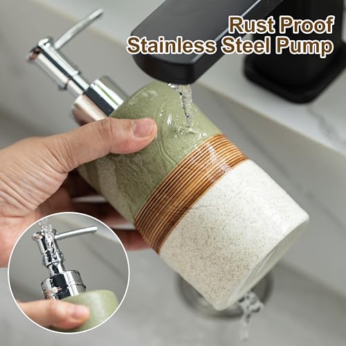 Ceramic Dish Soap Dispenser for Bathroom Shower Hand Soap Dispenser - color: Green and White, size: 1xSoap Dispenser
