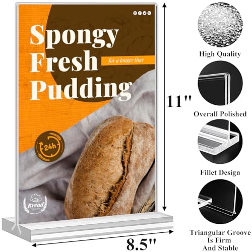 8.5x11 Acrylic Sign Holder 3 Pack Vertical Clear Table Menu Signs Holder, - size: Vertical 3 Pack 8.5x11''