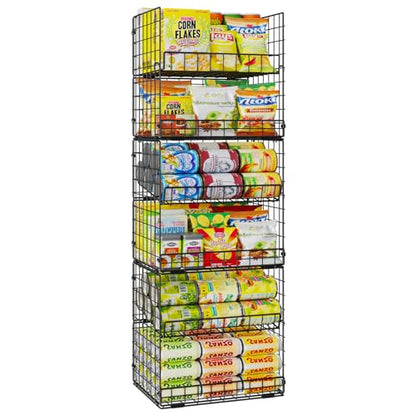 JKsmart 6-Tier XXL Stackable Wire Basket, Snack Organizer for Countertop - size: 6 Tier XXL-11.81"x16.15"x47.24"