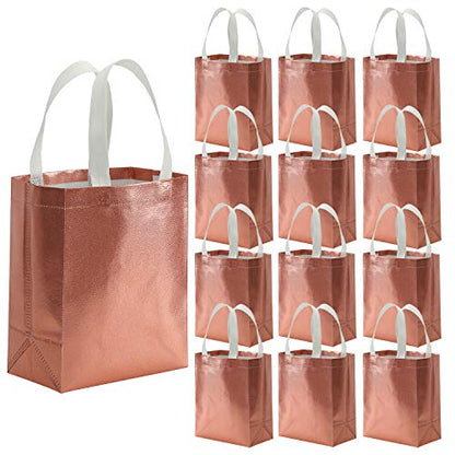 Tosnail 40 Pack 10 x 8 Inch Reusable Grocery Bags Shopping Tote Bag with Handle Present Bag Gift Bag for Weddings, Birthdays, Party, Event - Rose Gold - color: Rose Gold