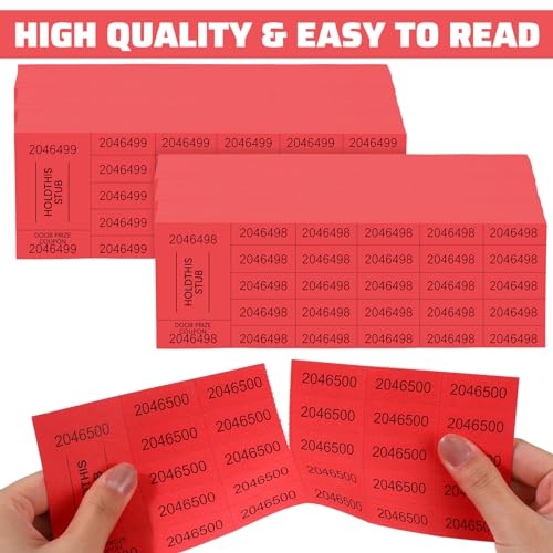 Kosiz 1000 Sheets 25 Bid Raffle Ticket Sheets Chinese Auction Tickets Numbers for Basket Events and Silent Auctions (Red) - color: Red, size: 25 Bid