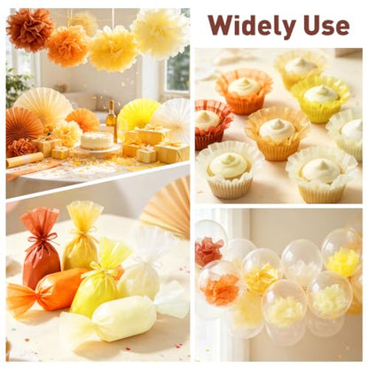 TUXIYA 330 Pcs Yellow Tissue Paper,6-Color 14"X10" Tissue Paper Bulk - color: Yellow