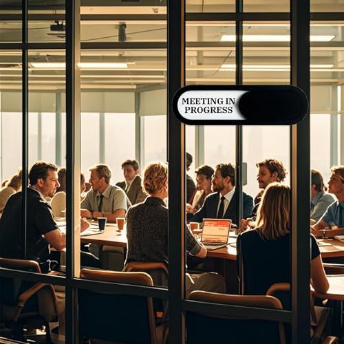 Meeting in Progress/Vacant Slider Sign, Acrylic, Black 7.4x2.2in - color: Vacant / Meeting in Progress, size: 1 PCS