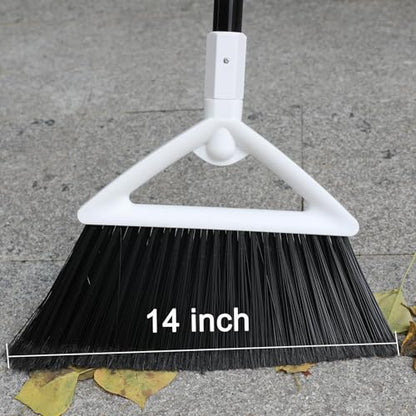 Heavy Duty White Angle Broom with Long Handle - 2 Pack - color: 2pack White