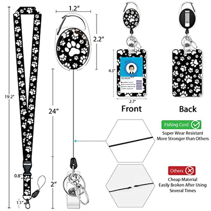 Giancomics Dog Paw Lanyard for ID Badges Holder Retractable Badge Reel Card - color: Dog Paw-black