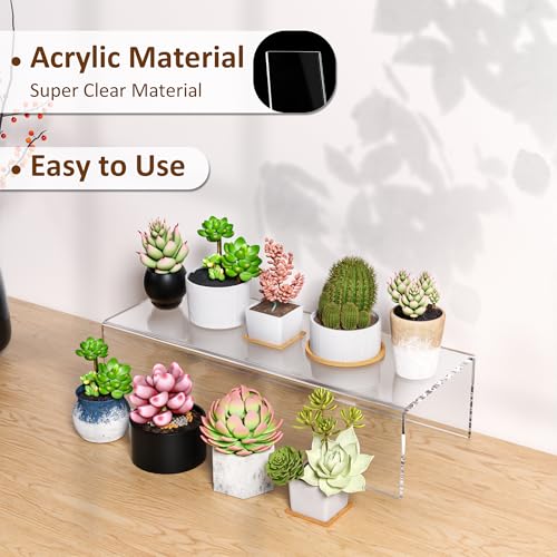 Sezanrpt Acrylic Shelf Riser 12x4.7x3 pack of 2, Desktop Rectangular Acrylic Tray Pedestal Stand for Funko Pop Figure, Bags, 12x4.7x3 Inch - color: Clear, size: 12x4.7x3 Inch