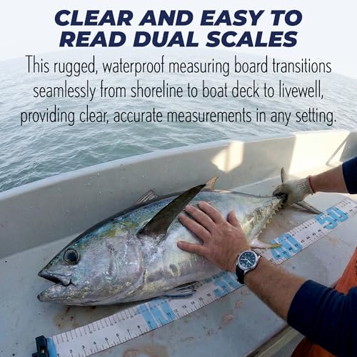 Rite Angler Deluxe Fish Ruler - Durable Waterproof Fish Measuring Board, Non-Slip Surface, Easy-to-Read Measurements for Fishing, Boat, Ketch - Folding Ruler for Boat 55"