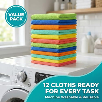 HELOMOR 12 Extra Large Microfiber Cleaning Cloths, 30"x18" Floor Towels for Squeegee Mop, Reusable Multi-Purpose Cleaning Rags for House, Kitchen, Car & Windows, Highly Absorbent, Lint-Free - size: Pack of 12