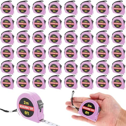 Copkim 50 Pcs 6 ft Mini Tape Measure Retractable Bulk,Pink - color: Pink