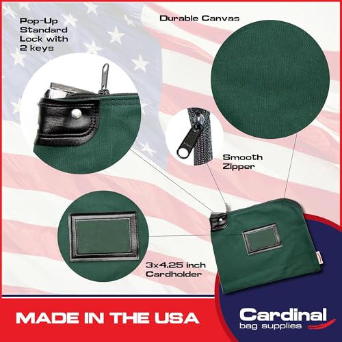 Locking Canvas Cash Bag, Forest Green, 9 x 12 Inch - color: Forest Green