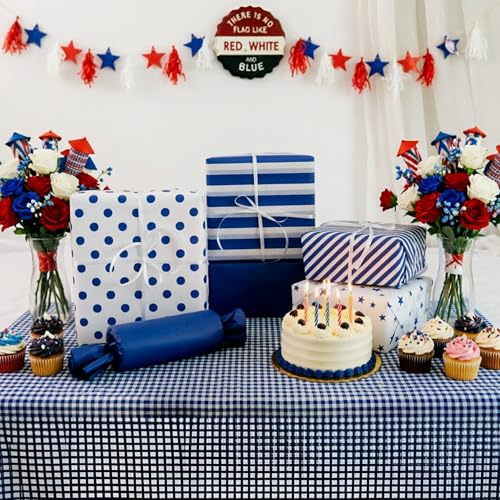 BEISHIDA 100 Sheets Blue White Tissue Paper Bulk for Gift Wrapping Gift Bag - color: bluewhite100