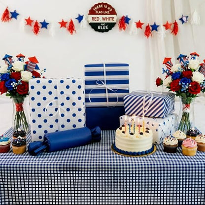 BEISHIDA 100 Sheets Blue White Tissue Paper Bulk for Gift Wrapping Gift Bag - color: bluewhite100