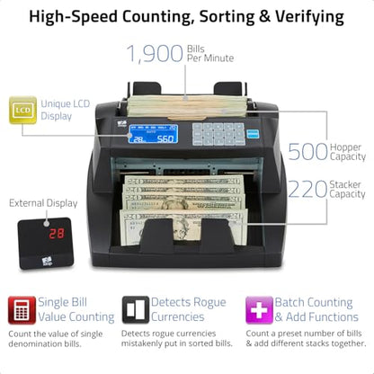 ZZap NC30 Bill Counter & Counterfeit Detector - Cash Money Currency Machine