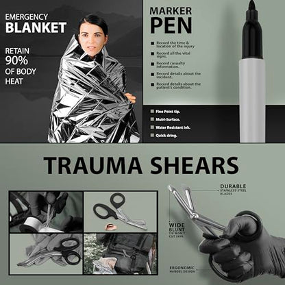 ASA Techmed Bleeding Control Kit | Gunshot Wound Trauma Kit | Comprehensive Bleed Stop Kit | IFAK Refill for Traumatic Blood Loss Emergencies - Ideal for Road Accidents | Active Shooter Prepper