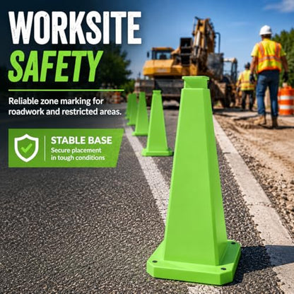BESEA 3 Pack 28 Inch Green Traffic Cones with Weighted Base - color: Green, size: 28INCH