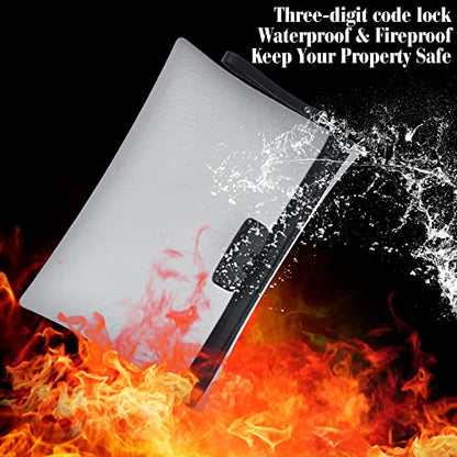 Nezyo 2 Pcs Fireproof Document Bag with Lock, Waterproof Money Pouch,Grey - color: Grey