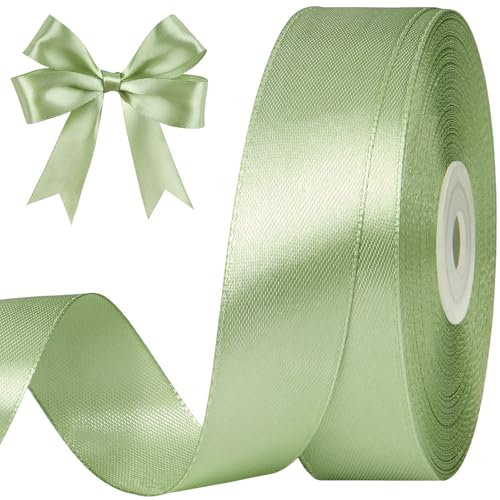 Sage Green Satin Ribbon, 1 Inch, 50 Yards - color: sage green