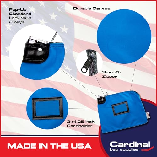 Locking Canvas Cash Bag, Sky Blue, 9 x 12 Inch - color: Deep Sky Blue
