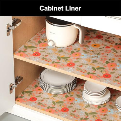 Cooyes Shelf Liner Non-Adhesive EVA Cabinet & Drawer Liner 15" x 120" - color: Green Poppy, size: 15"W x 120"L
