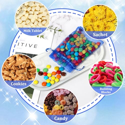 ENNIYU 100pcs Organza Bags, Royal Blue Mesh Drawstring Gift Bags, 4 x 6 inch Jewelry Pouches for Candy Wedding Favors Christmas - color: Royal blue
