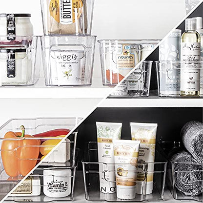 BINO | Stackable Storage Bins, Medium - 2 Pack THE STACKER COLLECTION Clear Plastic Built-In Handles BPA-Free Containers for Organizing Kitchen Pantry Multi-Use Organizer Bins - size: Medium