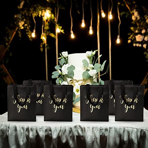 Fumete 50 Pcs Black Glossy Thank You Gift Bag with Handles - color: Black