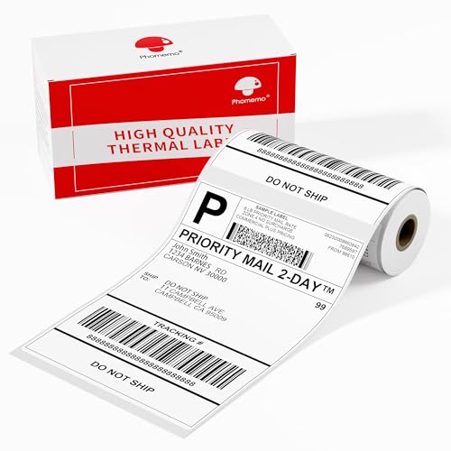 55 Pcs 4'' x 6'' Shipping Thermal Labels for Address, Barcodes, Small Business Labeling, Warehouse, Inventory - Thermal Label Compatible with Phomemo 241 BT, M421 - size: 4 x 6 inch