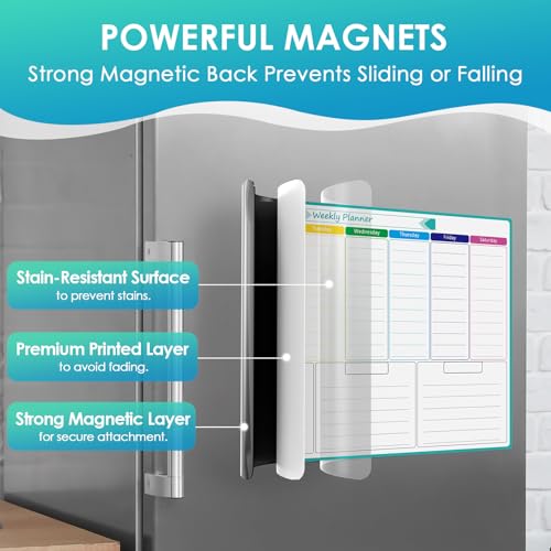 MaxGear Weekly Dry Erase Board for Fridge, 16"x12" Magnetic Calendar